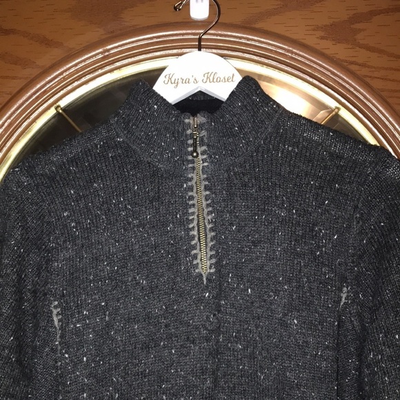 Woolrich Onyx Heather Lambs Wool 1/4 Zip Pullover Sweater Medium - Picture 3 of 10